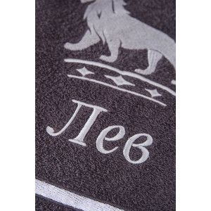 Полотенце махровое с вышивкой "Знаки зодиака" 14418/10 графит Лев