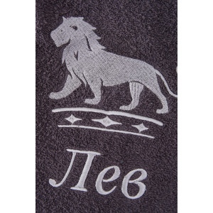 Полотенце махровое с вышивкой "Знаки зодиака" 14418/10 графит Лев