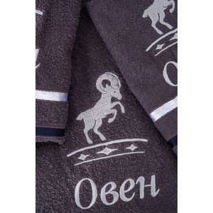 Полотенце махровое с вышивкой "Знаки зодиака" 14418/10 графит Овен