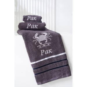 Полотенце махровое с вышивкой "Знаки зодиака" 14418/10 графит Рак