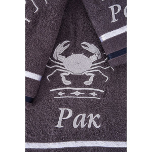 Полотенце махровое с вышивкой "Знаки зодиака" 14418/10 графит Рак