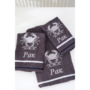 Полотенце махровое с вышивкой "Знаки зодиака" 14418/10 графит Рак