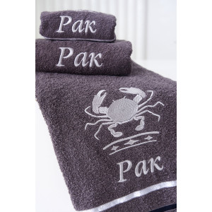 Полотенце махровое с вышивкой "Знаки зодиака" 14418/10 графит Рак