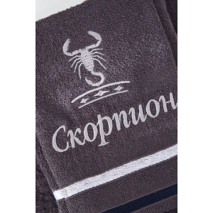 Полотенце махровое с вышивкой "Знаки зодиака" 14418/10 графит Скорпион