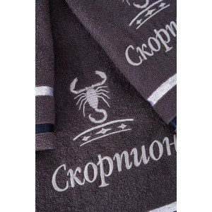 Полотенце махровое с вышивкой "Знаки зодиака" 14418/10 графит Скорпион