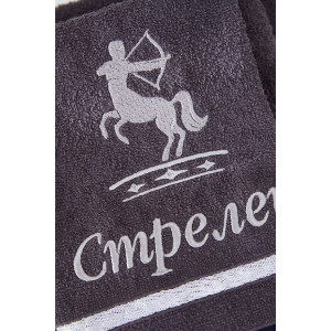 Полотенце махровое с вышивкой "Знаки зодиака" 14418/10 графит Стрелец