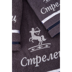 Полотенце махровое с вышивкой "Знаки зодиака" 14418/10 графит Стрелец