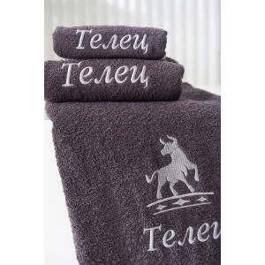 Полотенце махровое с вышивкой "Знаки зодиака" 14418/10 графит Телец