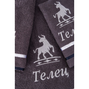 Полотенце махровое с вышивкой "Знаки зодиака" 14418/10 графит Телец