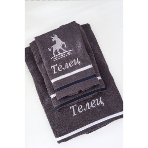 Полотенце махровое с вышивкой "Знаки зодиака" 14418/10 графит Телец