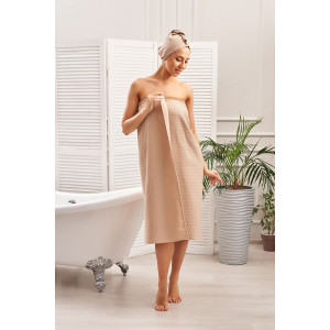 Набор для сауны 029255 вафельное полотно 2 предмета бежевый Набор для сауны 029255 вафельное полотно 2 предмета бежевый