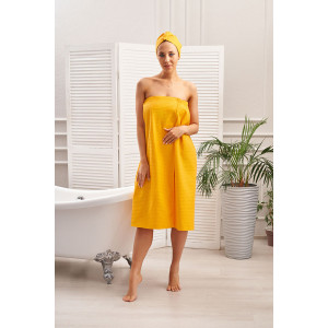 Набор для сауны 029255 вафельное полотно 2 предмета желтый