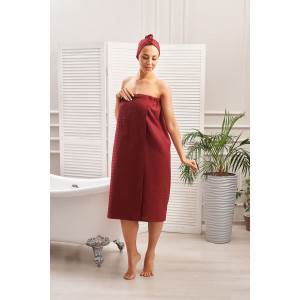 Набор для сауны 029255 вафельное полотно 2 предмета бордо Набор для сауны 029255 вафельное полотно 2 предмета бордо