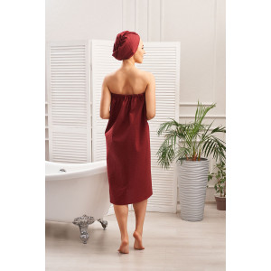 Набор для сауны 029255 вафельное полотно 2 предмета бордо Набор для сауны 029255 вафельное полотно 2 предмета бордо