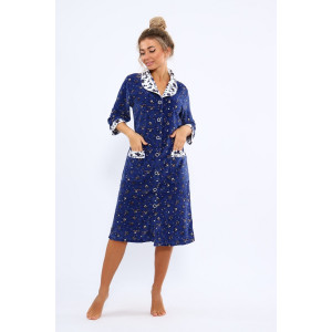 Халат женский 177 махра (последний размер) индиго-белый 54-56