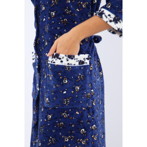 Халат женский 177 махра (последний размер) индиго-белый 54-56