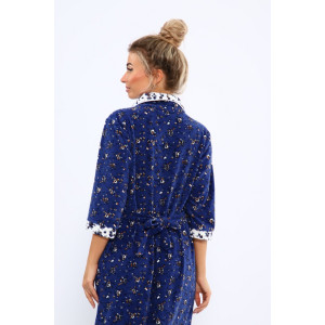 Халат женский 177 махра (последний размер) индиго-белый 54-56