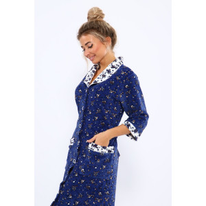 Халат женский 177 махра (последний размер) индиго-белый 54-56