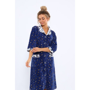 Халат женский 177 махра (последний размер) индиго-белый 54-56