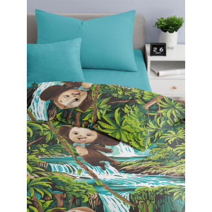 Детское постельное белье бязь "Чебурашка в джунглях"