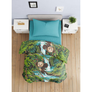 Детское постельное белье бязь "Чебурашка в джунглях"