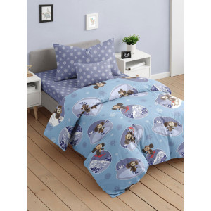 Детское постельное белье поплин "Чебурашка Зимние игры"