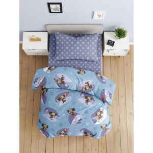 Детское постельное белье поплин "Чебурашка Зимние игры"