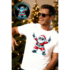 Футболка унисекс светящаяся №8581 кулирка (р-ры: 42-74) белый дедМ крутой