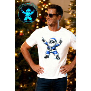 Футболка унисекс светящаяся №8581 кулирка (р-ры: 42-74) белый дедМ синий