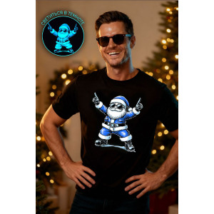 Футболка унисекс светящаяся №8581 кулирка (р-ры: 42-74) черный дедМ синий