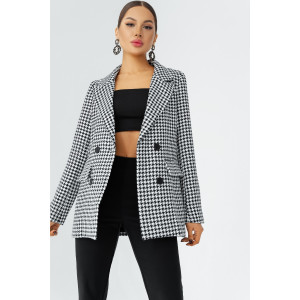 Пиджак женский КР-012ТВД/ЧБ твид (р-ры: 42-56) черный-белый