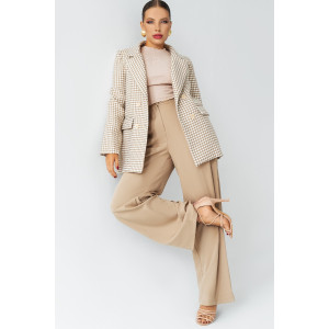 Пиджак женский КР-012ТВД/БЖБ твид (р-ры: 42-56) белый-бежевый