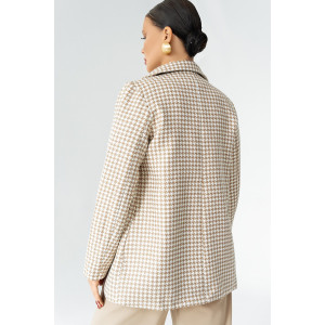 Пиджак женский КР-012ТВД/БЖБ твид (р-ры: 42-56) белый-бежевый