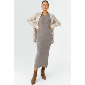 Пиджак женский КР-012ТВД/БЖБ твид (р-ры: 42-56) белый-бежевый