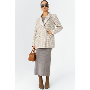 Пиджак женский КР-012ТВД/БЖБ твид (р-ры: 42-56) белый-бежевый