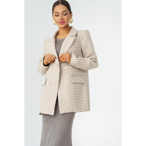 Пиджак женский КР-012ТВД/БЖБ твид (р-ры: 42-56) белый-бежевый