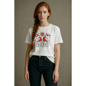 Футболка женская №8589 кулирка (р-ры: 48-62) белая мезень