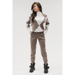 Костюм двойка женский №057897 вязаный трикотаж (р-ры: 40-46) коричневый