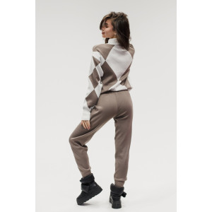 Костюм двойка женский №057897 вязаный трикотаж (р-ры: 40-46) коричневый