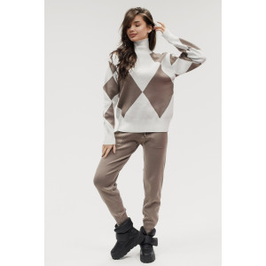 Костюм двойка женский №057897 вязаный трикотаж (р-ры: 40-46) коричневый