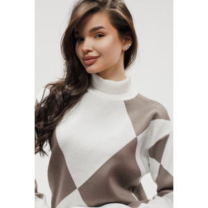 Костюм двойка женский №057897 вязаный трикотаж (р-ры: 40-46) коричневый