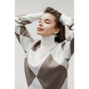 Костюм двойка женский №057897 вязаный трикотаж (р-ры: 40-46) коричневый