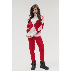 Костюм двойка женский №057897 вязаный трикотаж (р-ры: 40-46) красный