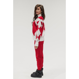 Костюм двойка женский №057897 вязаный трикотаж (р-ры: 40-46) красный