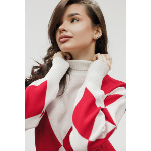 Костюм двойка женский №057897 вязаный трикотаж (р-ры: 40-46) красный