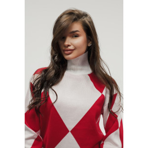 Костюм двойка женский №057897 вязаный трикотаж (р-ры: 40-46) красный