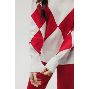 Костюм двойка женский №057897 вязаный трикотаж (р-ры: 40-46) красный