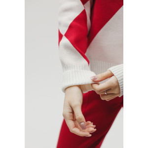 Костюм двойка женский №057897 вязаный трикотаж (р-ры: 40-46) красный