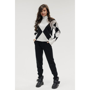 Костюм двойка женский №057897 вязаный трикотаж (р-ры: 40-46) черный