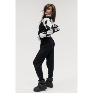 Костюм двойка женский №057897 вязаный трикотаж (р-ры: 40-46) черный